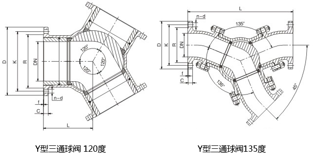 Y型三通球閥結構圖